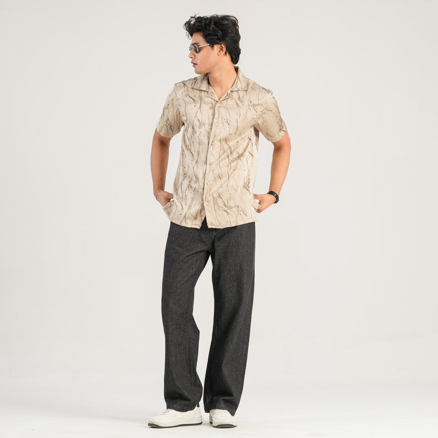 Mens Ivory Linen Casual Shirt view 4