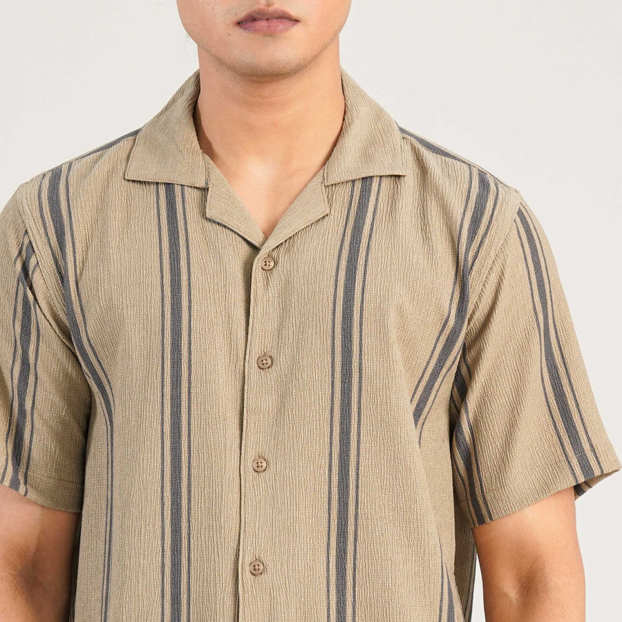 Mens Ivory Brown Casual Shirt view 2
