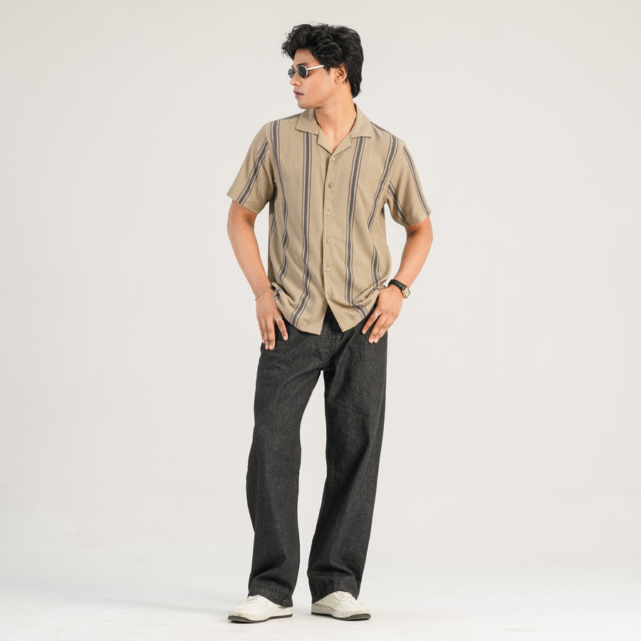 Mens Ivory Brown Casual Shirt view 4