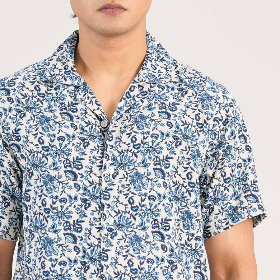 Mens Navy White Casual Shirt view 2