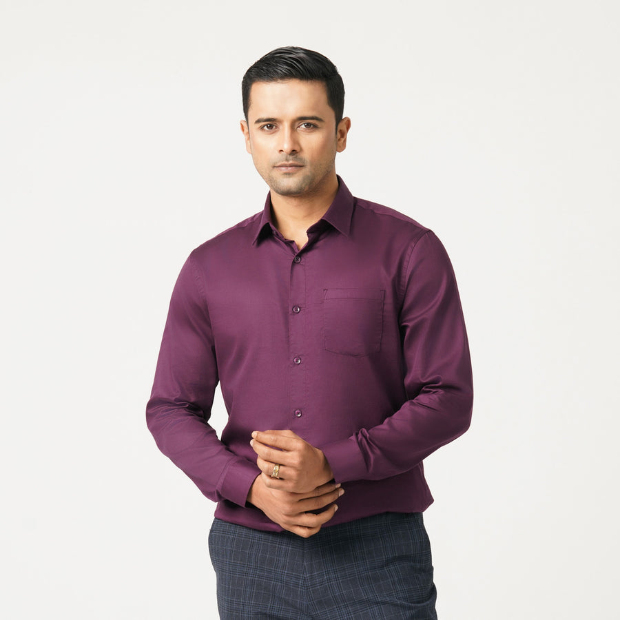 Mens  Purple Satin Lycra Shirt