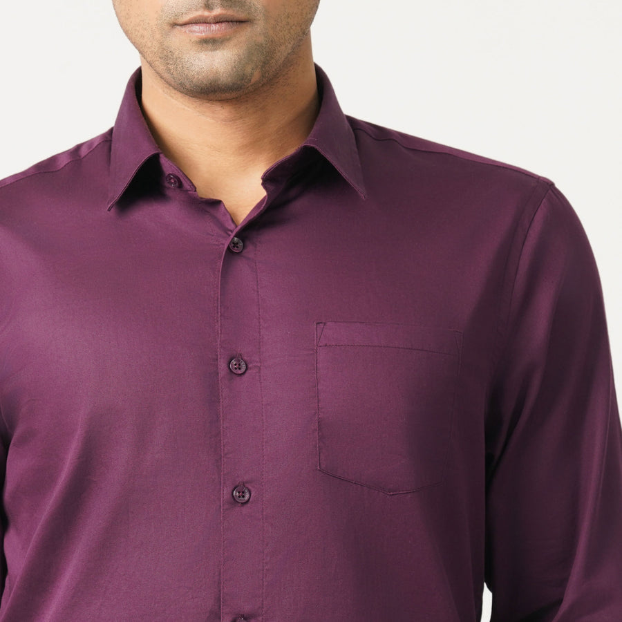 Mens  Purple Satin Lycra Shirt view 2