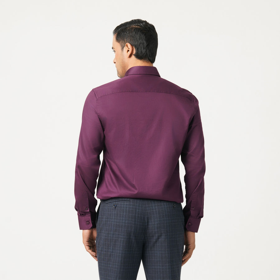 Mens  Purple Satin Lycra Shirt view 3