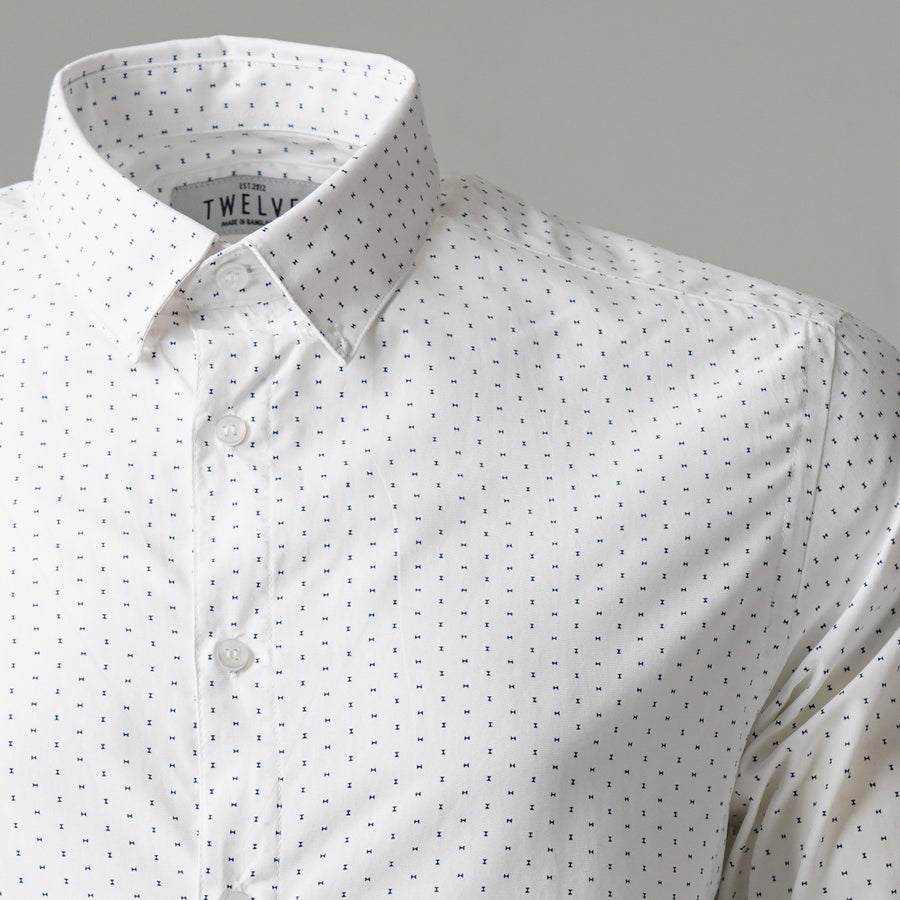 Mens White Blue Formal Shirt view 2