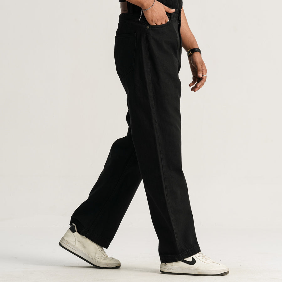 Men’s Jet Black Baggy Denim Pants view 3