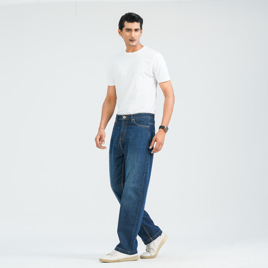 Men’s Mid Blue Baggy Denim Pants view 4