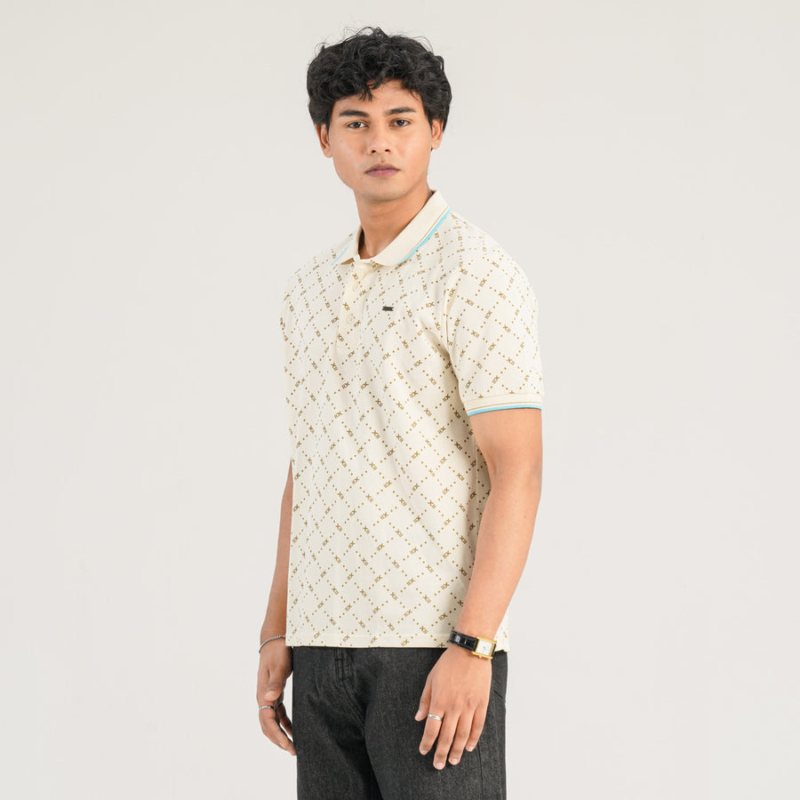 Mens Cream Polo Shirt view 3