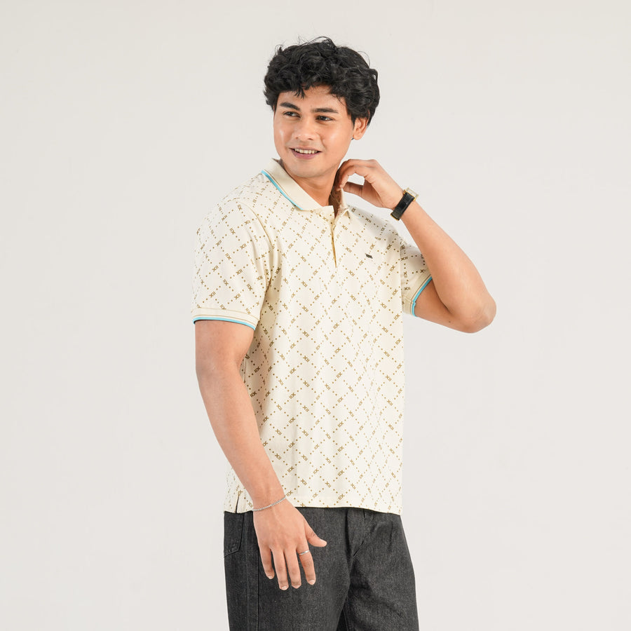 Mens Cream Polo Shirt view 4