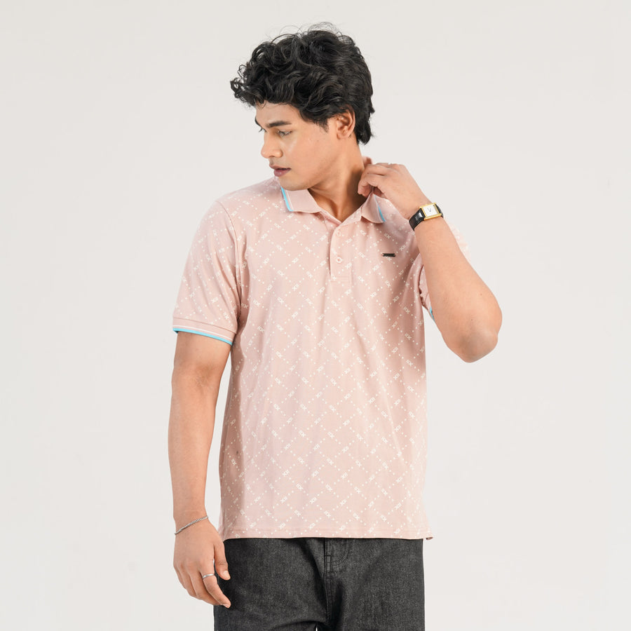 Mens Light Pink Polo Shirt view 3