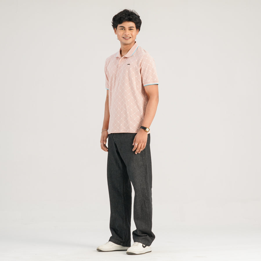 Mens Light Pink Polo Shirt view 4