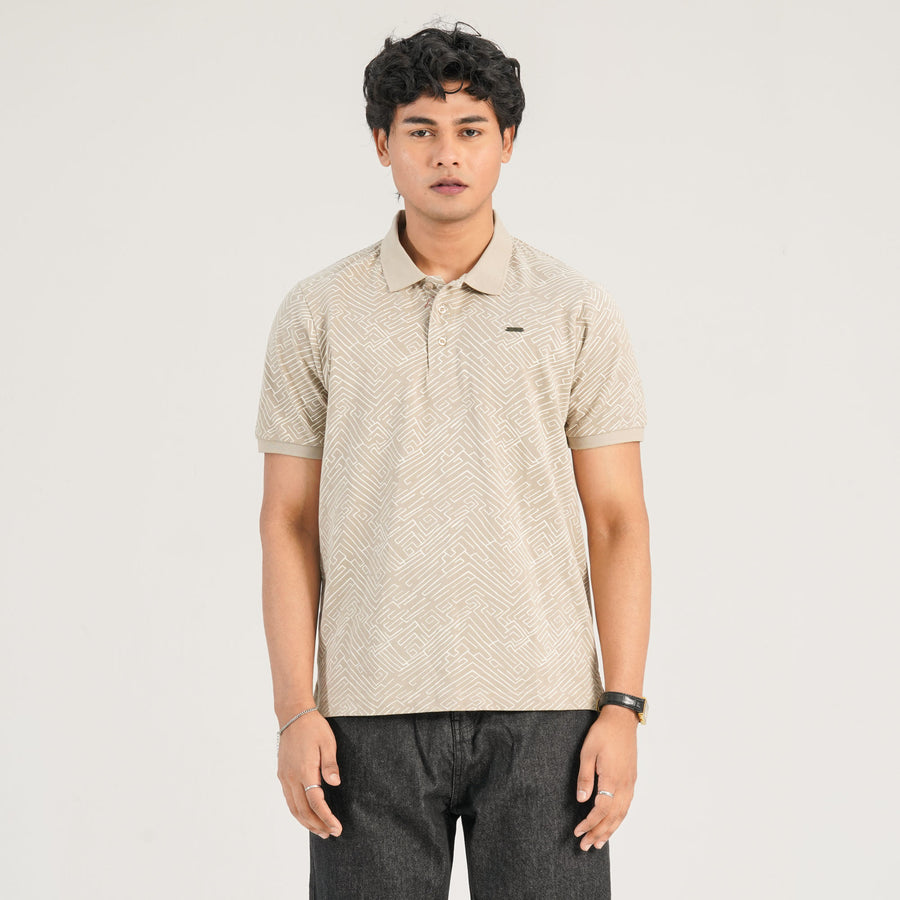 Mens Dark Beige Polo Shirt