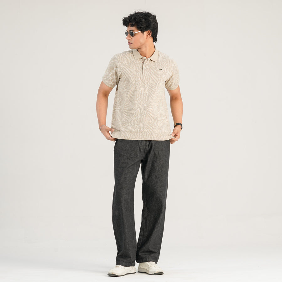 Mens Dark Beige Polo Shirt view 4