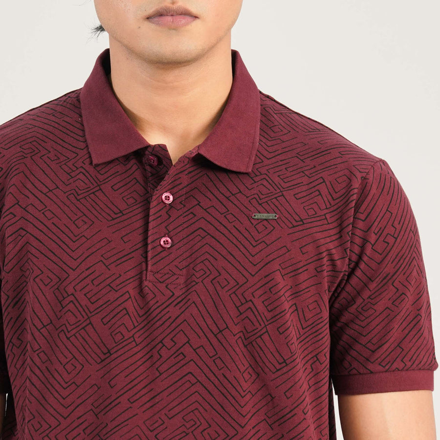 Mens Maroon Polo Shirt view 2