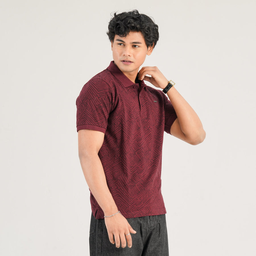 Mens Maroon Polo Shirt view 3