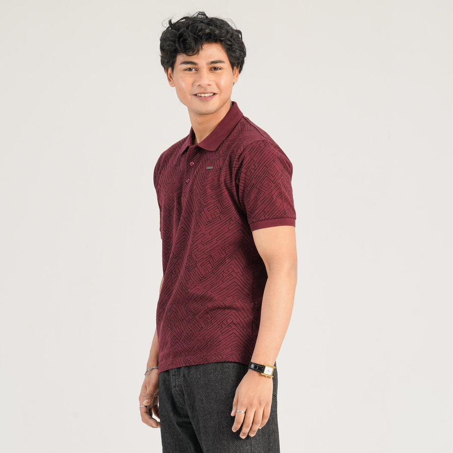 Mens Maroon Polo Shirt view 4