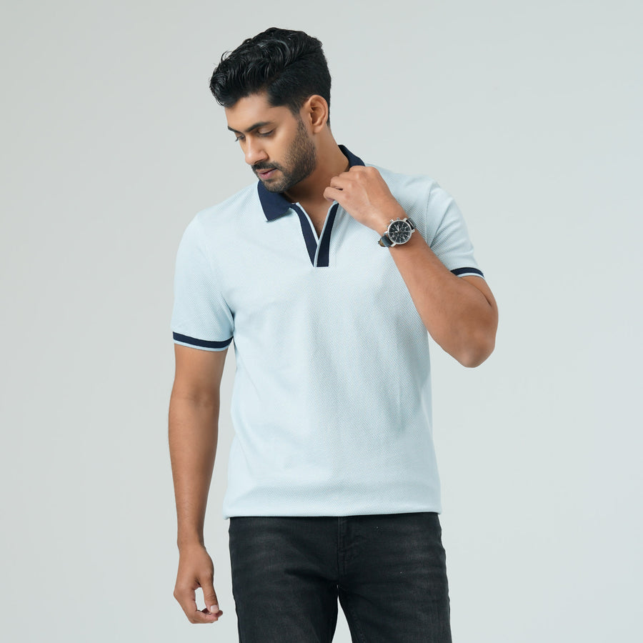 Mens Light Blue Polo view 3