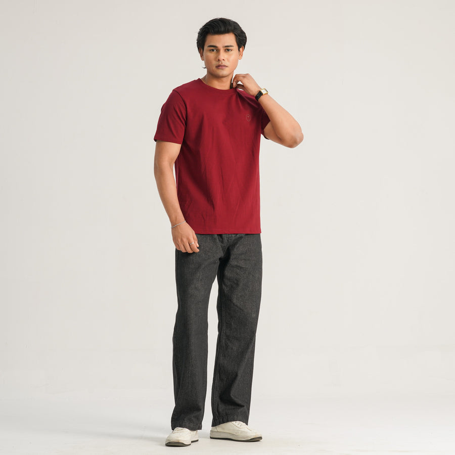 Mens Maroon T-Shirt view 3