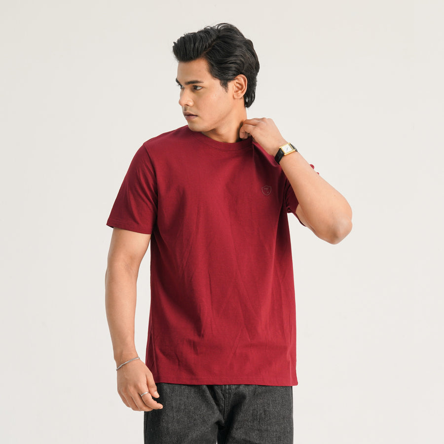 Mens Maroon T-Shirt view 4