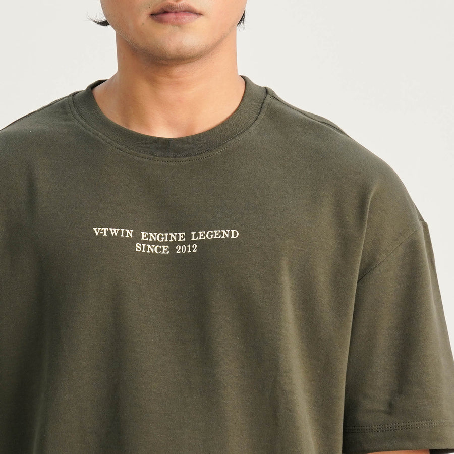 Mens Olive Oversized T-Shirt view 2