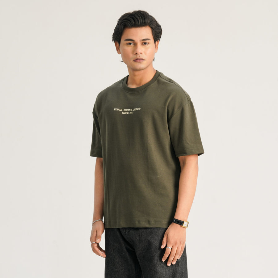 Mens Olive Oversized T-Shirt view 3