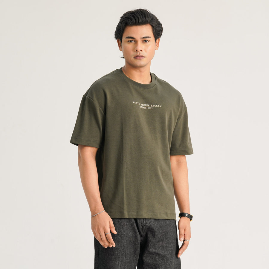 Mens Olive Oversized T-Shirt view 4