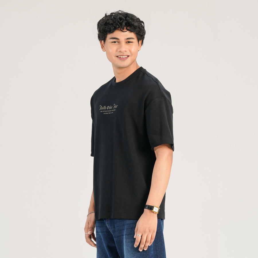Mens Black Oversized T-Shirt view 4