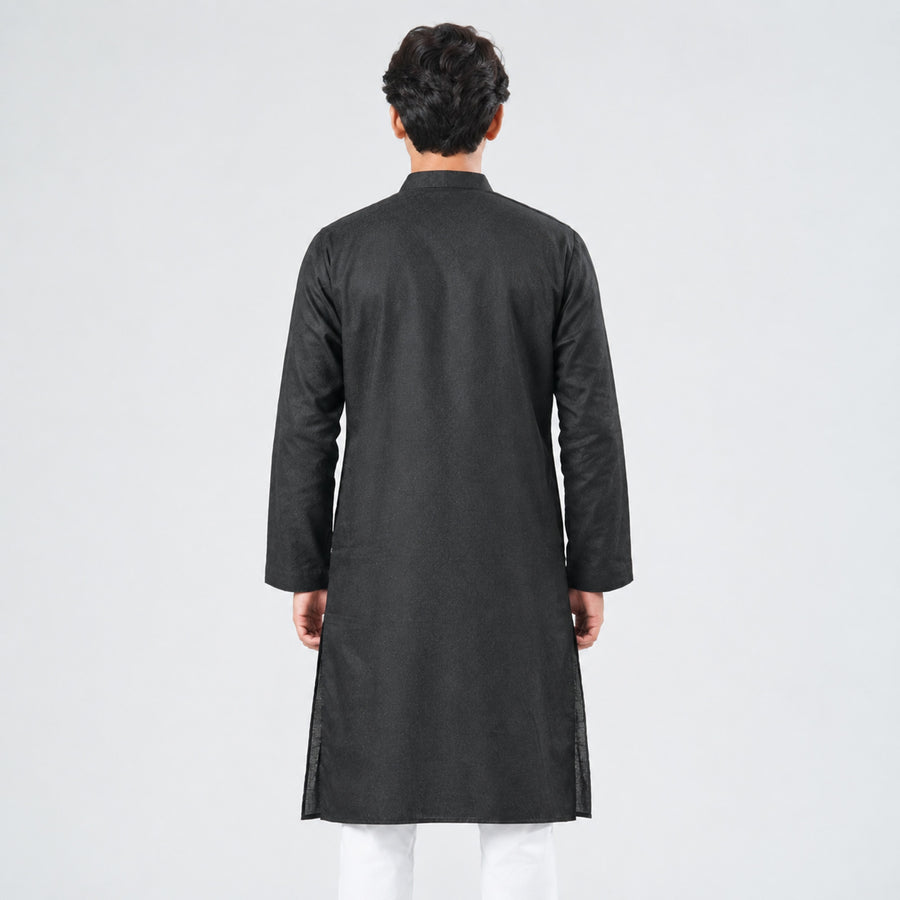Mens Black Embroidery Panjabi view 3