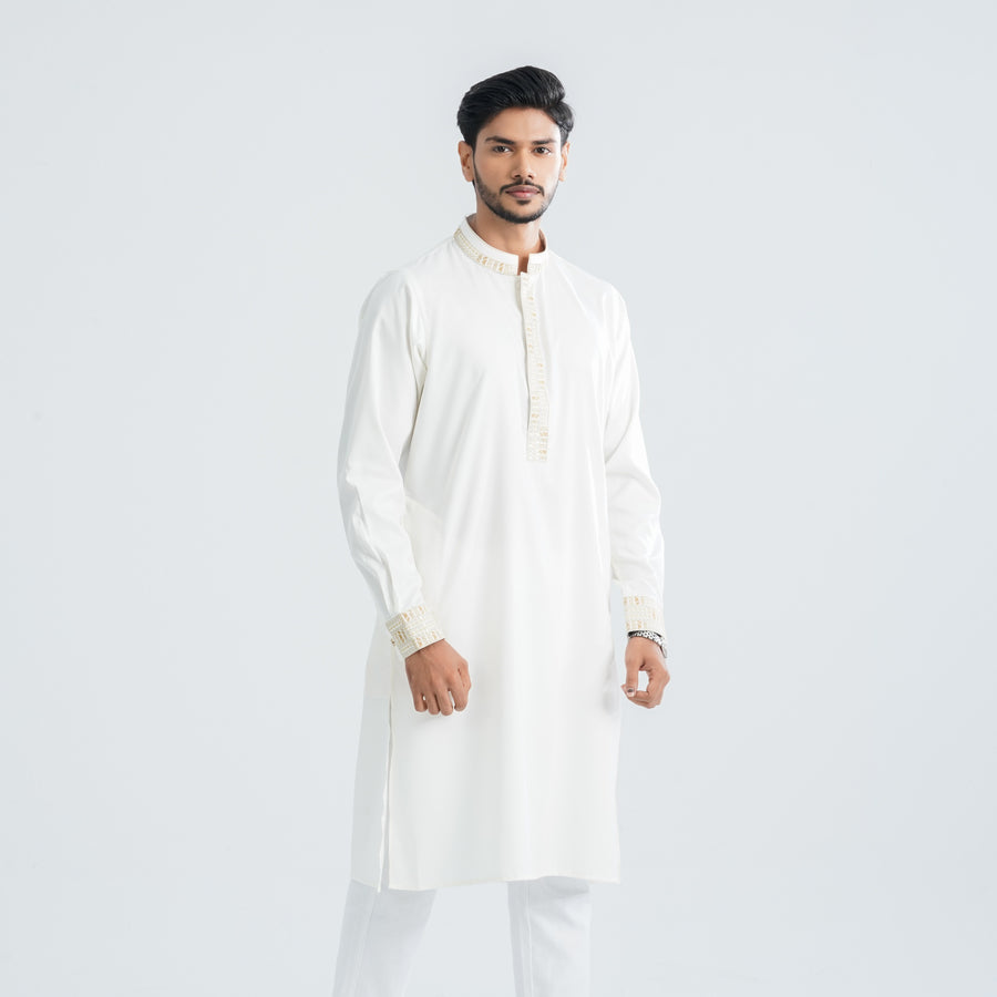 Mens  Blended White Panjabi