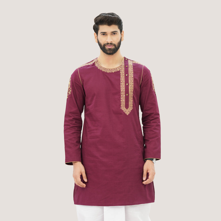 Mens Maroon Panjabi view 4