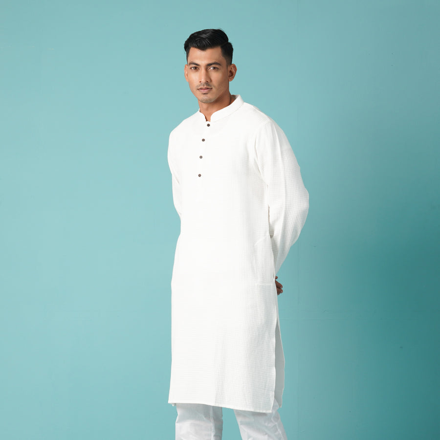 Mens Basic Panjabi-White view 2
