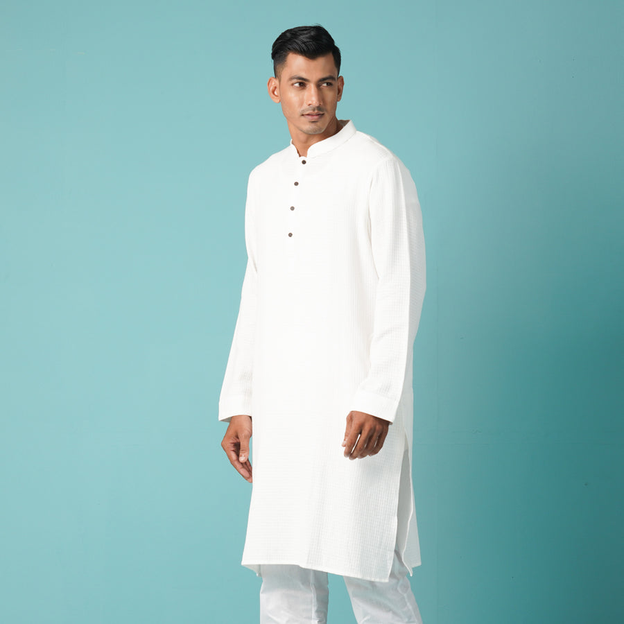 Mens Basic Panjabi-White view 3