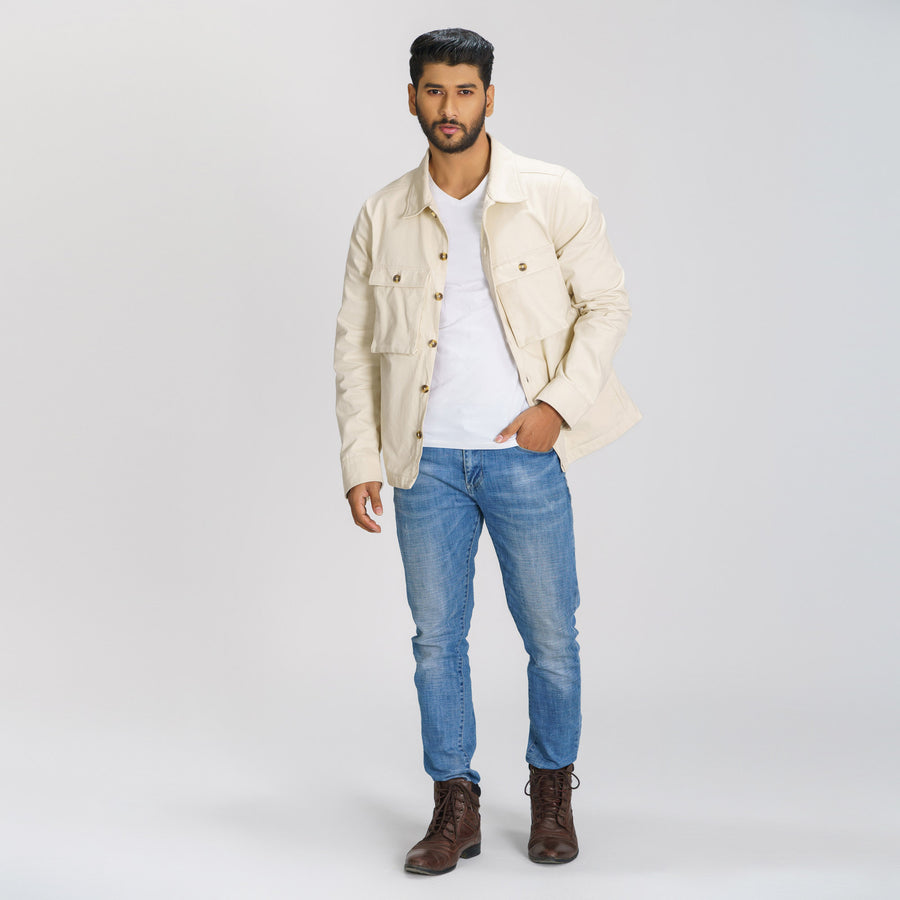 Men's Ivory Twill Jacket view 3