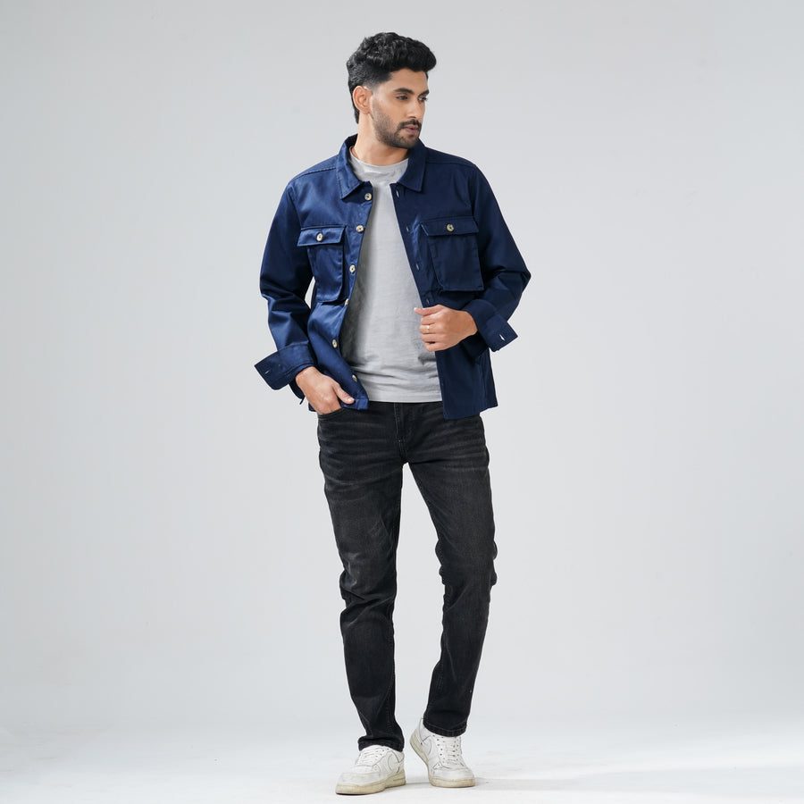 Men's Navy Twill Jacket view 4