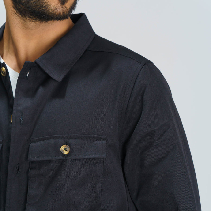 Mens Black Twill Jacket view 2