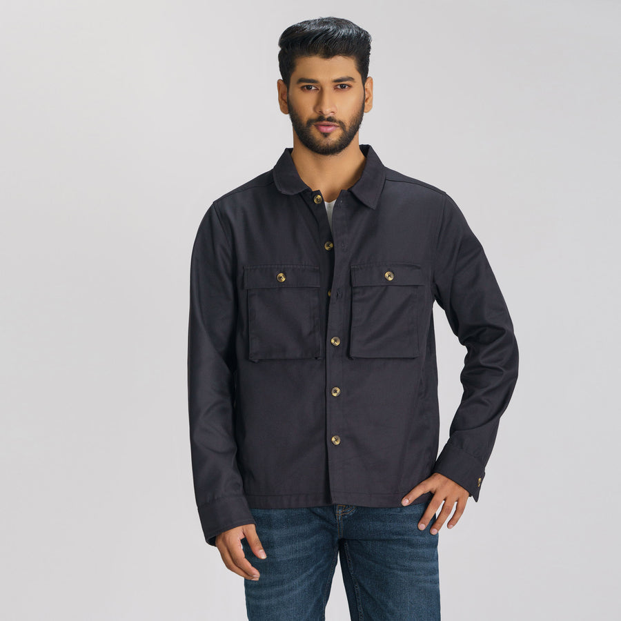 Mens Black Twill Jacket view 3