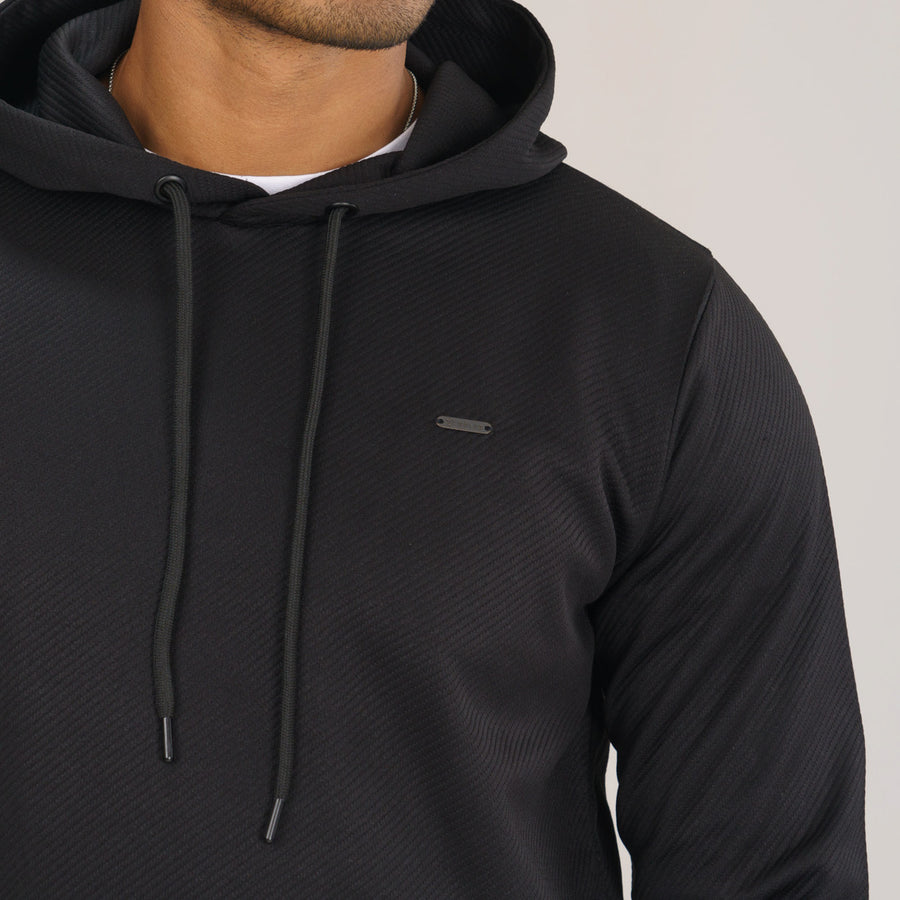 Mens Black Jacquard Hoodie view 2