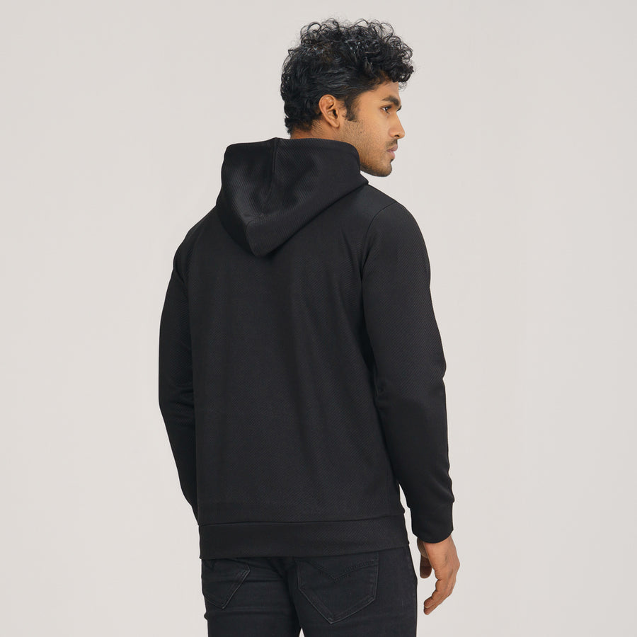 Mens Black Jacquard Hoodie view 4