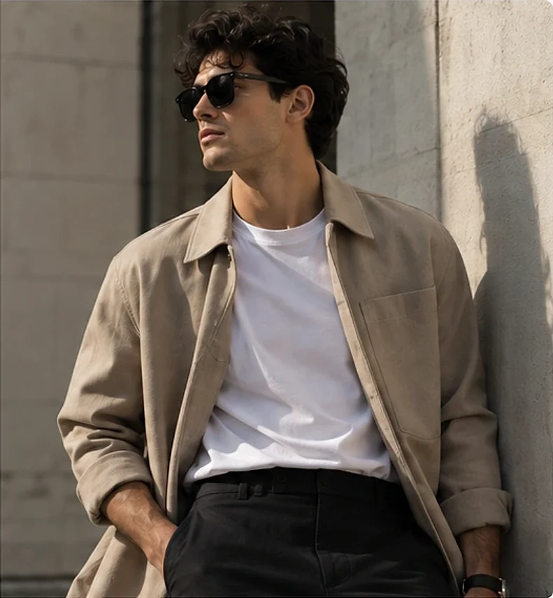 Man in a beige jacket