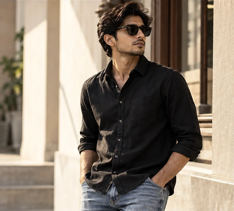 Man in a black shirt