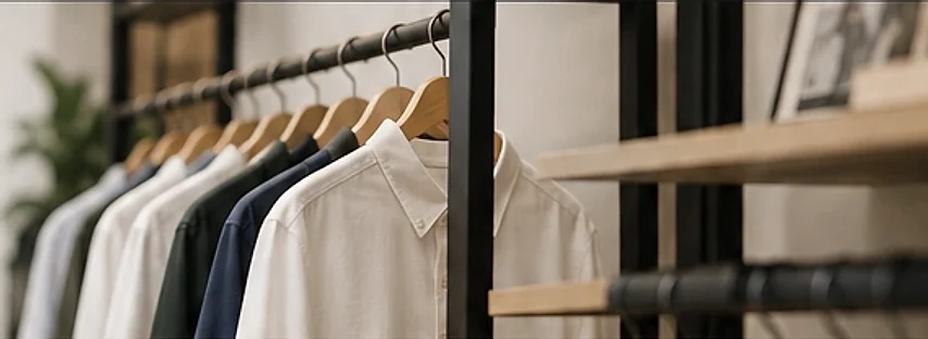 Shirts hanging on a rail