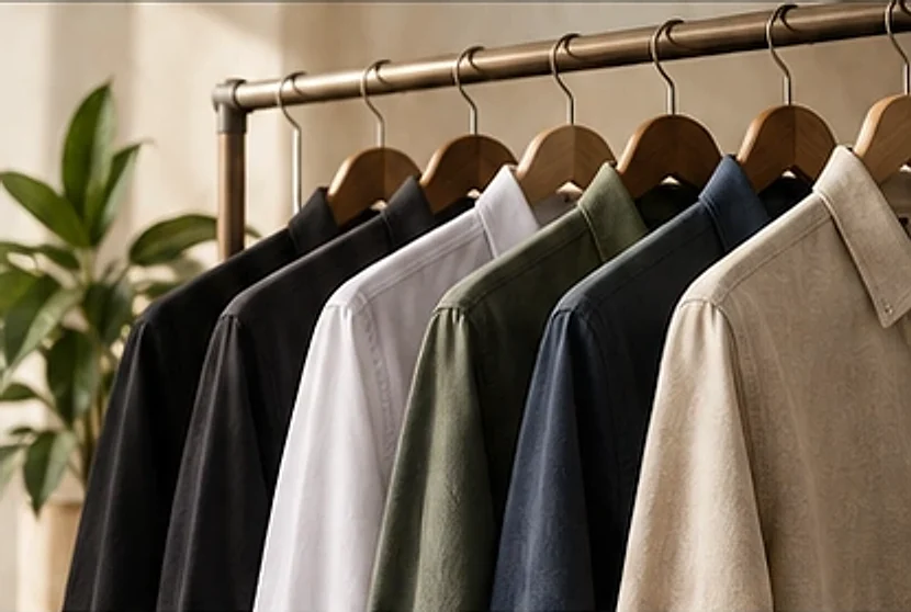 Shirts on a clothing rail