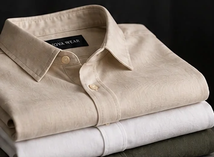 Folded beige shirts